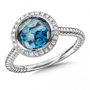 London Blue Topaz & Diamond Ring - 14K White Gold