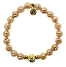Load image into Gallery viewer, Journey Wave Bracelet with Champagne Agate and Gold Wave Ball