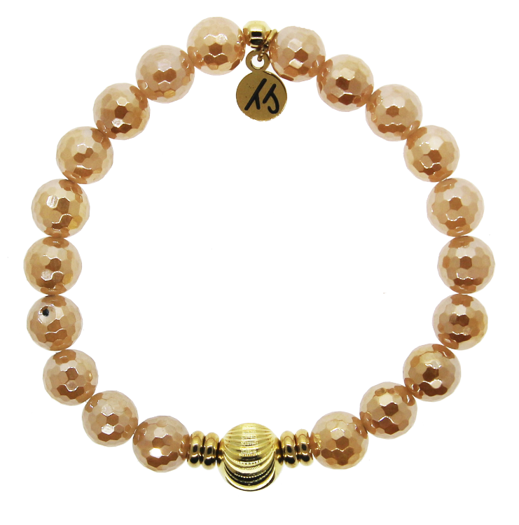 Journey Wave Bracelet with Champagne Agate and Gold Wave Ball