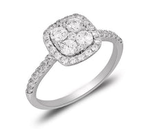 Load image into Gallery viewer, Diamond Square Shaped Floral Cluster Engagement Ring - .50 Carats - 14K White Gold