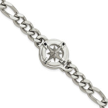 Load image into Gallery viewer, Stainless Steel Polished Compass Bracelet 8.75&quot;
