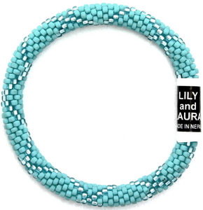 Turquoise With Light Blue Criss Cross Bracelet - Roll On