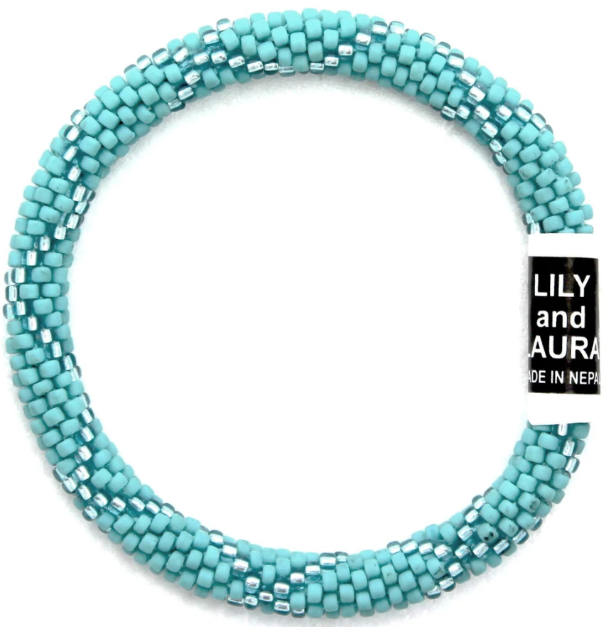 Turquoise With Light Blue Criss Cross Bracelet - Roll On