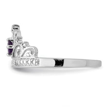 Load image into Gallery viewer, Sterling Silver Rhodium Plated Diamond and Amethyst Ring