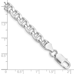 8 Flat Cuban Anchor Chain - Rhodium Plated Sterling Silver