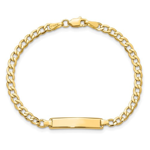 Baby or Child Semi-Solid Cuban Link ID Bracelet - 14K Yellow Gold