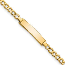 Load image into Gallery viewer, Baby or Child Semi-Solid Cuban Link ID Bracelet - 14K Yellow Gold