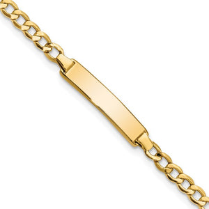 Baby or Child Semi-Solid Cuban Link ID Bracelet - 14K Yellow Gold