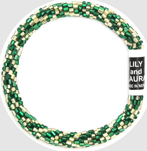 Green and Gold Chevrons Bracelet - Roll On Lily and Laura