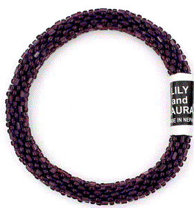Dark Purple Burgundy Cut and Round Bracelet - Roll On