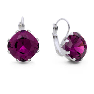 Dark Purple Leverback Bling Earrings - JoJoLovesYou