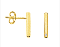 Diamond Bar Stud Earring - 14K Yellow Gold