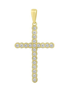 Diamond Cross Necklace - .25 Carats - 14K Yellow Gold