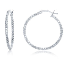 Load image into Gallery viewer, Diamond Cut Hoop Earrings - Sterling Silver