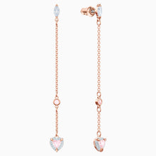 Load image into Gallery viewer, Heart Rose-gold tone plated Pink Swarovski Earrings