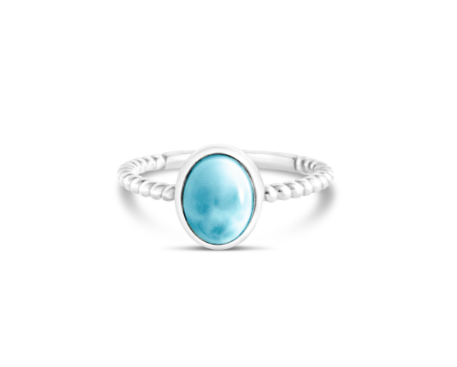 Rope Stacker Ring Oval Larimar - Dune Jewelry