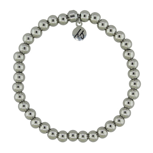 Everyday Stacker Bracelet with Silver Steel Beads- TJazelle