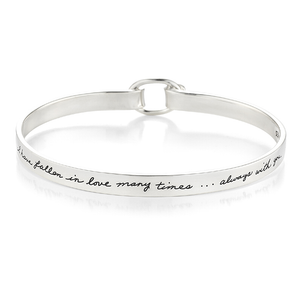 Falling In Love - Quote Bangle Bracelet - Sterling Silver