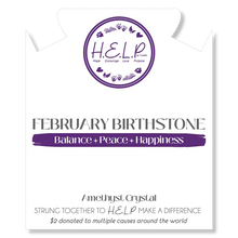 Load image into Gallery viewer, February Amethyst Crystal Charm Charity Bracelet- TJazelle H.E.L.P