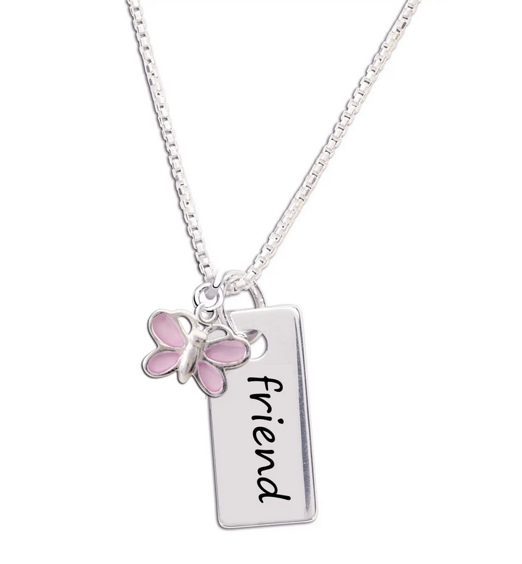 Sterling Silver Girls Friend Bar Necklace for Kid's BFF