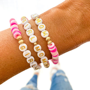 Boy Mom or Girl Mom Heishi Stretch Bracelet