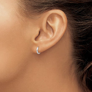 Hinged Diamond Cut Hoop Earrings - 14K White Gold