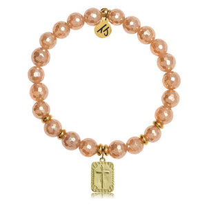 Rectangle Cross Gold Charm Bracelet - TJazelle