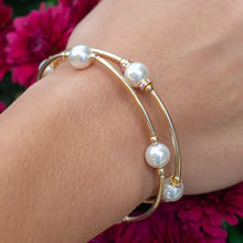 Load image into Gallery viewer, 8mm White Blessing Bracelet with Gold Filled Tubes