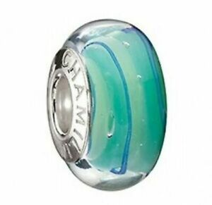 Blue Green Swirl Murano Glass - Chamilia Bead