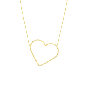 Slanted Oversized Heart - 14K Gold Necklace
