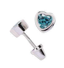 Load image into Gallery viewer, Heart Birthstone Earrings Screw backs - Cherished Moments