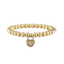 Load image into Gallery viewer, Heart Lock Beaded Stretch Bracelet