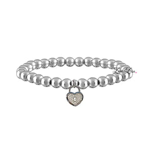 Heart Lock Beaded Stretch Bracelet