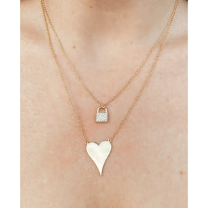 Solid Shiny Heart Necklace - Gold Vermeil
