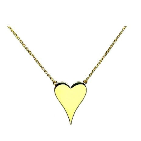 Solid Shiny Heart Necklace - Gold Vermeil