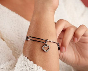 Swarovski Pave Heart Charm Bangle - Alex and Ani