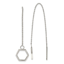 Load image into Gallery viewer, Stainless Steel Polished Hexagon Dangle Threader Earrings