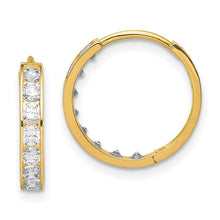 Load image into Gallery viewer, CZ Hinged Hoop Earrings - 14K Yellow Gold