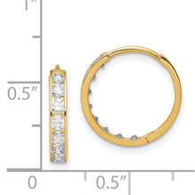 Load image into Gallery viewer, CZ Hinged Hoop Earrings - 14K Yellow Gold