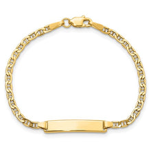 Load image into Gallery viewer, Baby or Child Semi-Solid Polished Anchor ID Bracelet - 14K Yellow Gold