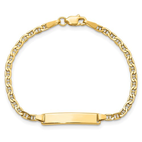 Baby or Child Semi-Solid Polished Anchor ID Bracelet - 14K Yellow Gold