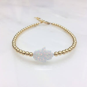 "Opal Hamsa" Beaded Bracelet - Our Whole Heart
