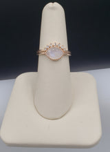 Load image into Gallery viewer, Rainbow Moonstone &amp; Diamond Band - 14K Rose Gold
