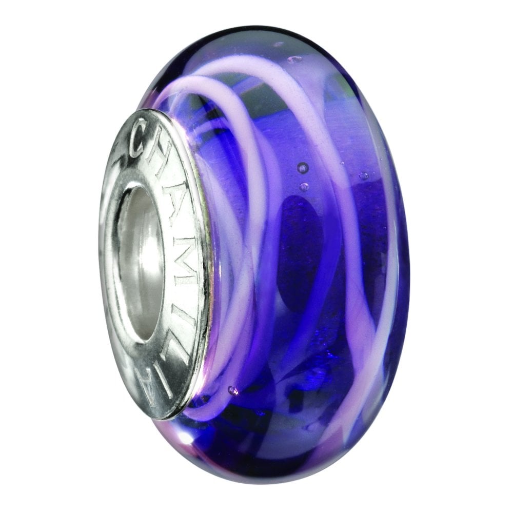 Ink Swirl Purple Murano Glass Bead - Chamilia