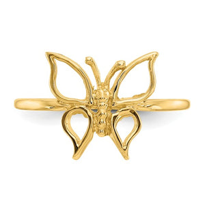 14k Polished Butterfly Ring, Size 7