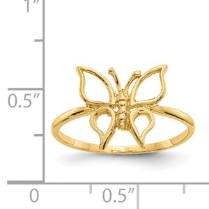 14k Polished Butterfly Ring, Size 7