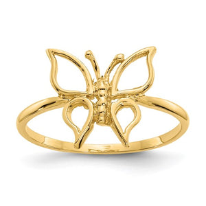 14k Polished Butterfly Ring, Size 7