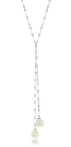 Mirror Chain with Pearls Lariat Necklace