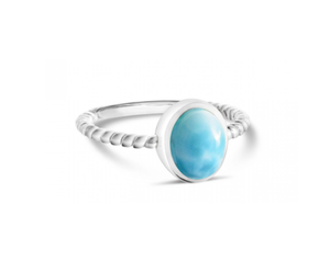 Rope Stacker Ring Oval Larimar - Dune Jewelry