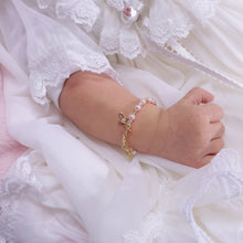 Load image into Gallery viewer, Lauren - 14K Gold-Plated Pink Pearl Cross Bracelet